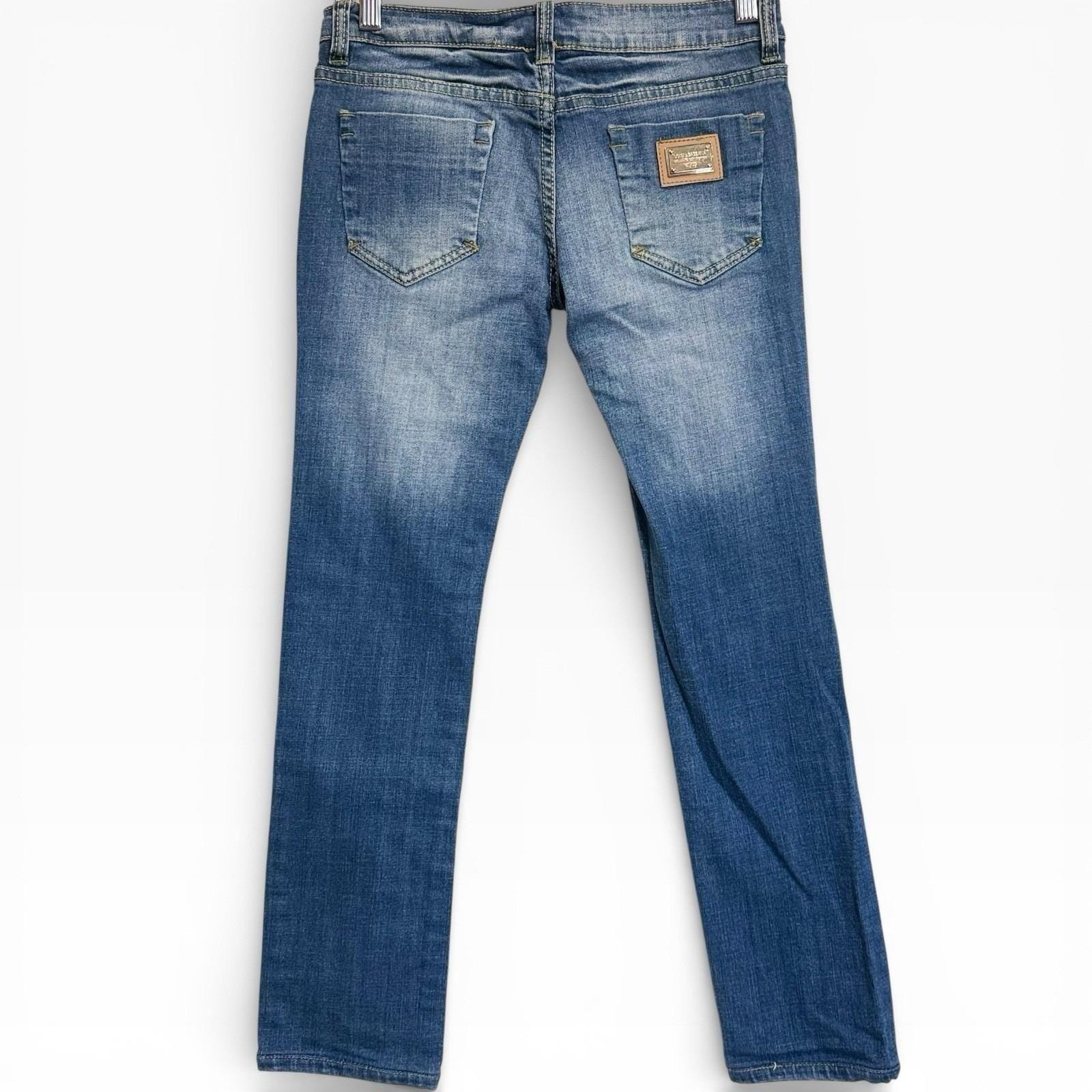 Vtg Dolce & Gabbana D&G Distressed Denim Jeans Straight Low Rise Italy 38 Us 4